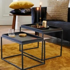 Tables D'Appoint^CASA APOLLO Table D'appoint Set De 2 Noir