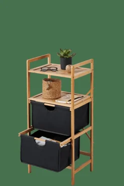 Commodes^CASA BAMBOO Armoire à 2 Tiroirs Noir, Naturel