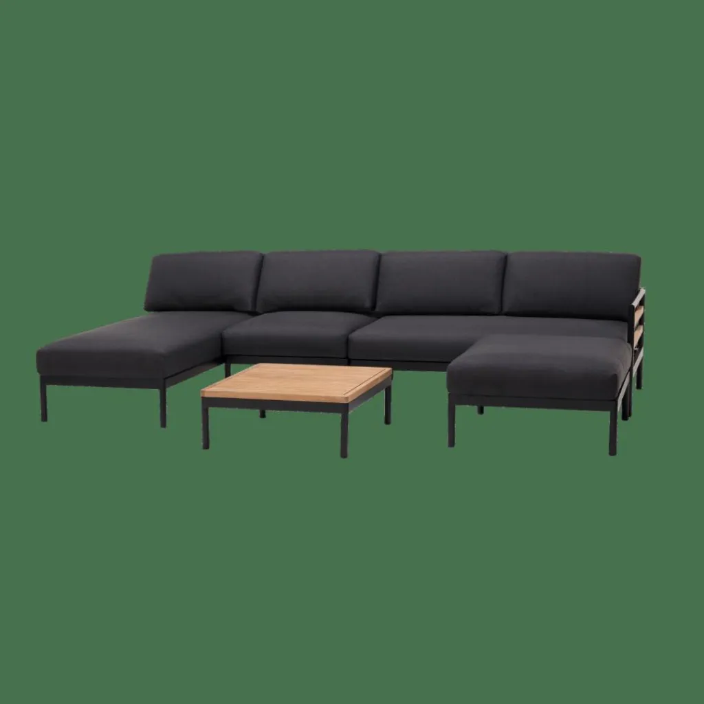 Salon De Jardin^CASA HANNA Lounge Teck Banc Noir