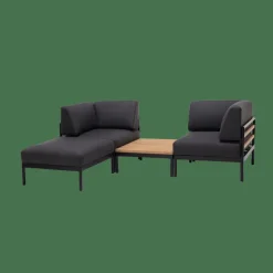 Salon De Jardin^CASA HANNA Lounge Teck Fauteuil Coin Noir