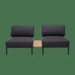 Salon De Jardin^CASA HANNA Lounge Teck Fauteuil Noir