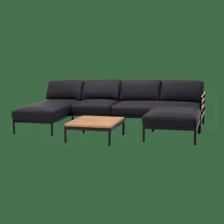 Salon De Jardin^CASA HANNA Lounge Teck Fauteuil Noir