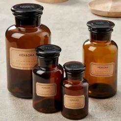 Bocaux^CASA HERBORA Pot à Provisions 25 CL Brun
