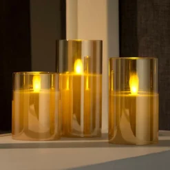 Bougies Led^CASA ION Bougies LED Set De 3 Ambre