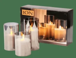 Bougies Led^CASA ION Bougies LED Set De 3 Gris