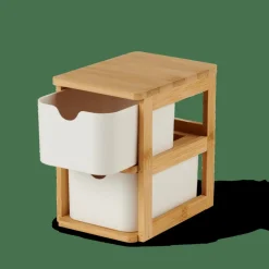 Accessoires Bureau^CASA KONDO Organisateur 2 Tiroirs Blanc, Naturel