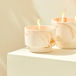 Bougies De Jardin^CASA MARBLE Bougie D'extérieur Blanc, Orange