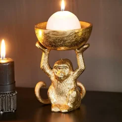 Porte-Bougies^CASA MONKEY Support Bougie Chauffe-plat Doré
