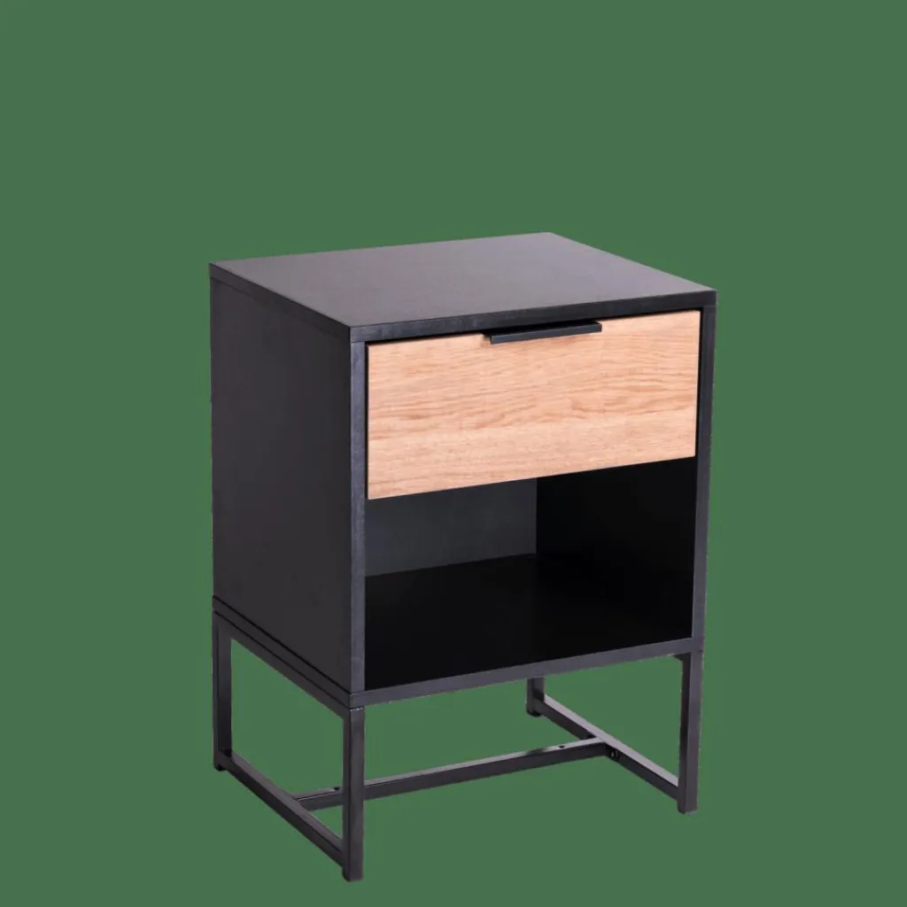 Tables De Chevet|Commodes^CASA TRENTON Table De Chevet Noir, Naturel