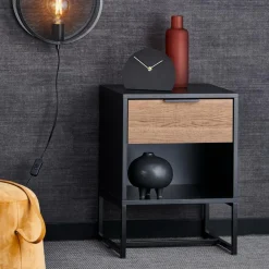 Tables De Chevet|Commodes^CASA TRENTON Table De Chevet Noir, Naturel