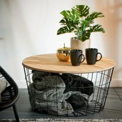 Paniers En Fil|Tables Basses^CASA WIRE XL Table D'appoint XL Noir, Naturel