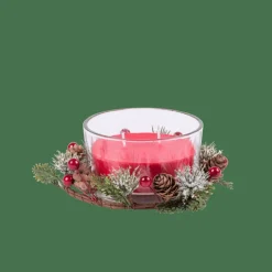 Bougies^CASA XMAS Bougie Avec Déco Rouge