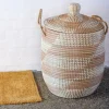 Paniers À Linge^CASA YASMINE Panier De Luxe Avec Couvercle Blanc, Naturel